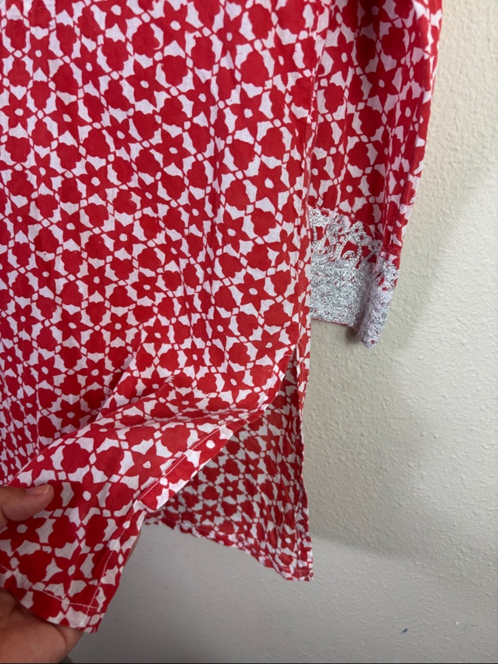 Roberta roller rabbit orange white floral pattern coverup dress size small - Picture 4 of 9